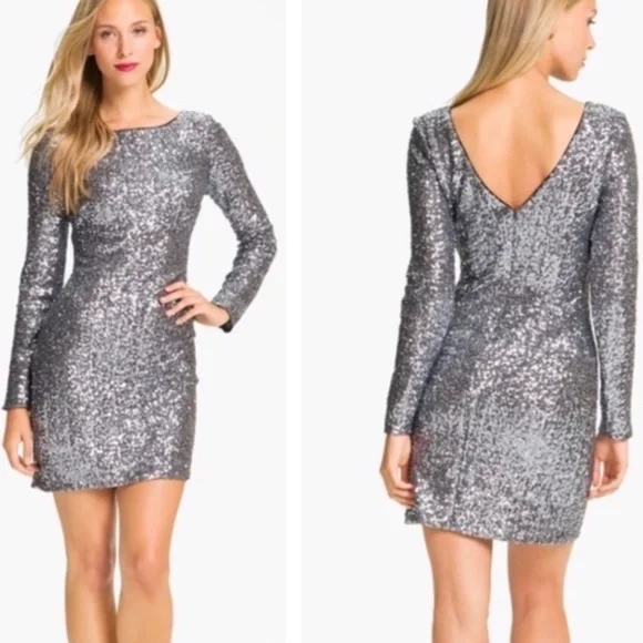 Aidan Mattox | Dresses | Hp Aidan Mattox Longsleeve Sequin Cocktail Dress |  Poshmark